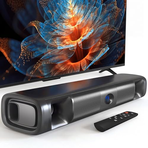 Sound Bar for Smart TV, 60W Bluetooth 5.3 Soundbar with Deep Bass & Clear Voice, Surround Sound with TV ARC/Optical/AUX, Slim 17-Inch Wall Mountable Sound Bar for TV, PC, Gaming & Projectors