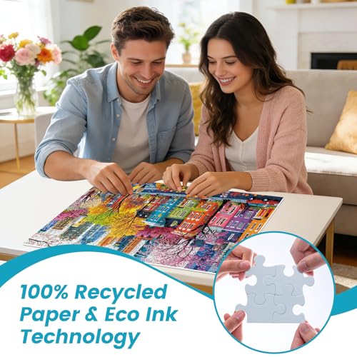 500 Piece Puzzles for Adults, Sparkling City Landscapes Puzzle for Teens Adults Seniors, Colorful Summer Street Jigsaw Puzzle 500 Pieces, Cute Puzzle with Letters on Back,Challenging Family Game Gifts - style: Sparkling City