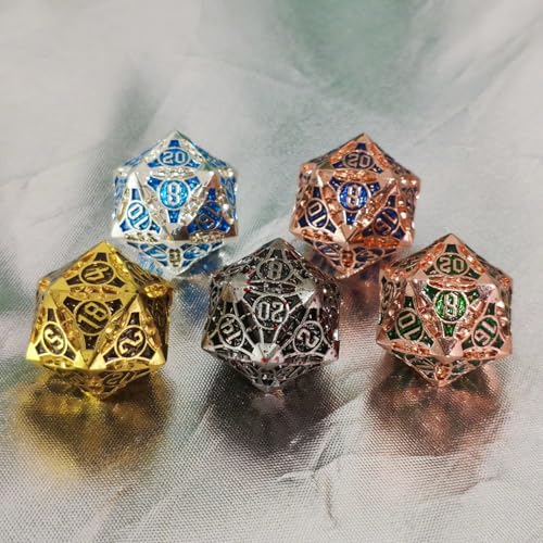 D20 23mm Metal Dice Polyhedral Dice for Dungeons and Dragons, RPG, Polyhedral Roleplaying Games MTG Table Games (Rose Gold + Blue) - color: Rose Gold + Blue