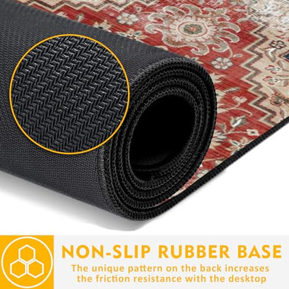 Desk Pad,Persian Style Textile Rug Texture Gaming Mouse Pad,31.5"X15.7" Extended Gaming Mouse Pad Mat with Stitched Edge Non-Slip Base Big Desk Mat for Office Keyboard Laptop - color: Rug Boho Style