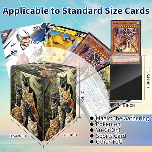 7 Cats Commander Deck Case, for Trading Cards - leather Magnetic Card Storage with Enclosure for 100+ Sleeved Cards - color: Card Deck Box-585