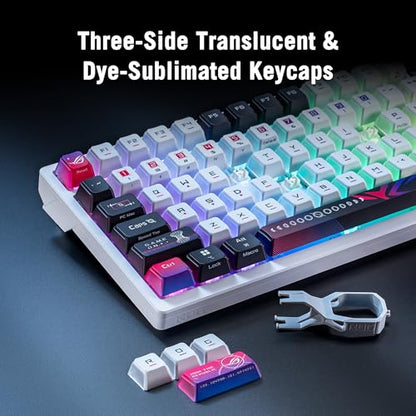 ASUS ROG Azoth X Wireless Mechanical Gaming Keyboard – 75% TKL, Tri-Mode Connectivity, Hot Swappable Pre-lubed ROG NX V2 Snow Linear Switches, South-Facing PCB, PBT Keycaps, PC/Mac Support - White - color: White, size: Snow Linear, style: Azoth X