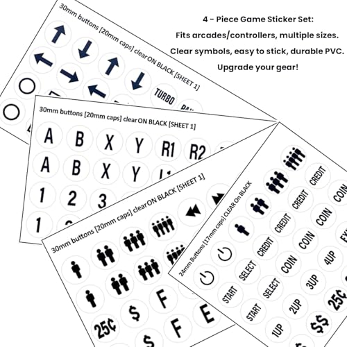 30mm and 24mm White Arcade Button Controller Decals with Die-Cut, High-Visibility Symbols, for DIY Arcade Decals in Two-Player Game Setups(Style 2) - color: White Game Button Stickers* 4pcs