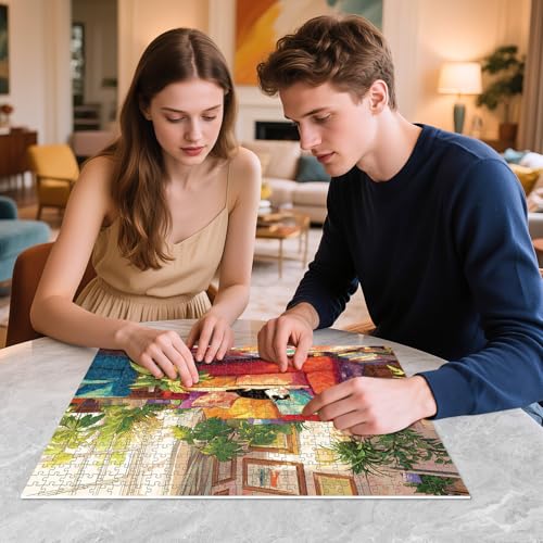 500 Piece Puzzles for Adults, Cozy Sunlit Room Jigsaw Puzzles with Lush Greenery, Relaxing 500 piece Puzzle, Perfect for Family Time, Home Wall Decor, Great Gift for Adults, Seniors,16+, 20.5 x 15 in - style: Cat’s Lazy Day