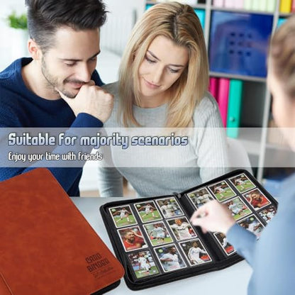 Trading Card Binder, Premium 9 Pocket Double Sided 540 Pocket PU Card Collection Binder, Collectible Trading Card Albums for MTG, TCG, Sport Card, Game Cards (Brown) - color: Brown