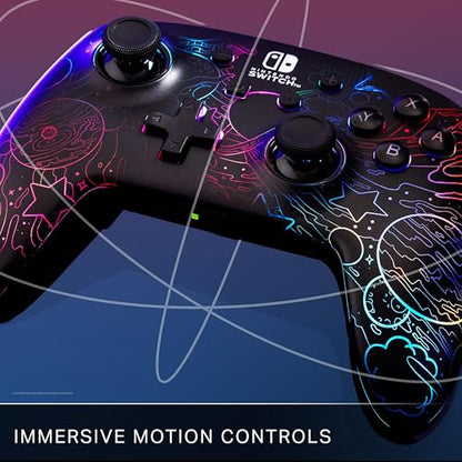 PowerA™ Enhanced Wireless Controller for Nintendo Switch with Lumectra™ – Galactic Vortex, RGB lighting reveals a hidden galaxy design, rechargeable battery, motion controls, officially licensed - style: Ghost RGB Lighting
