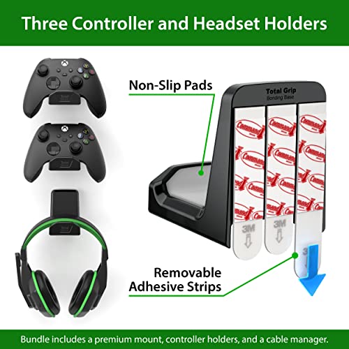 TotalMount for Xbox Series X – Pro Bundle (Mount and 3 Controller Holders) | Designed in USA – Wall Mount Secures Each Side to Prevent Falls – Damper Minimizes Fan Rattling During Gaming - size: Large Bundle: Wall Mount and 3 Controller Holders