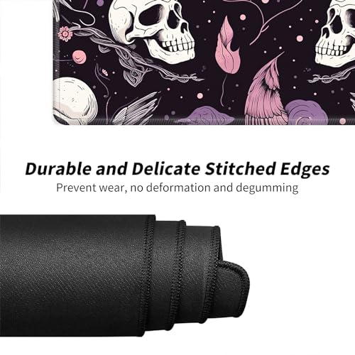 Raven Skulls for MTG & TCG Playmat Mouse Pad, 24" x 14" Game Mat for MTG/RPG/CCG Trading Card Game Playmats Table Mat Perfect for Card Games Video Games Computer Office