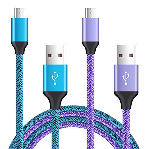 Replacement Fast Charger Cord for Kindle Paperwhite 1-4 Gen/Oasis 2 3 | E-Reader/Fire 7 8 10 HD 7 8 10(Before 2020),Fire TV Stick 4K,2Pack 6FT Micro USB Cable Old Kindle Replacement Charging Cord - color: Blue, Purple, size: 6FT