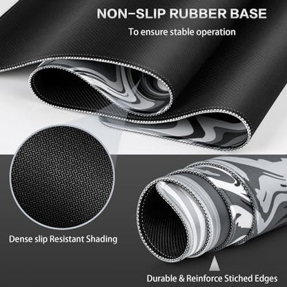Canjoy Gaming Mouse Pad, Fluid Pattern Mouse Pad 35.4x15.7inch Large Extended Computer Mouse Mat Keyboard Full Desk Mousepad for Gaming, Office, Home - color: Black-Gray Fluid, size: 900*400mm