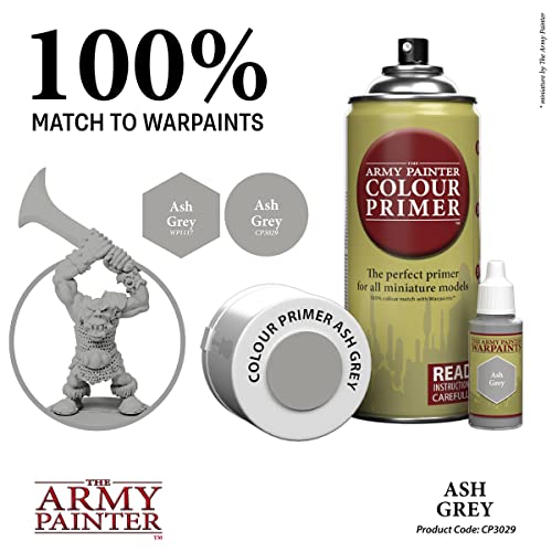 The Army Painter, Colour Primer Ash Grey, 400 ml spray acrilico | Primer grigio cenere per dipingere miniature Warhammer e Dungeons and Dragons - color: Ash Grey
