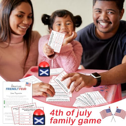 Syhood 4th of July Friendly Feud Game with Answer Buzzer, Patriotic Independence Day Feud Party Game, Fun Family Trivia Quiz Night for Party, Adults, Office, Classroom, Large Group and Team Building - style: Independence Day