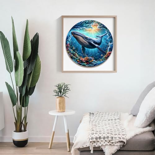Puzzles for Adults 1000 Pieces, Ocean Blue Whale Jigsaw Puzzles 1000 Pieces for Adults, Circle Puzzles with Letters On Back, Challenging Family Game, 26.5 x 26.5in - color: Ocean Blue Whale