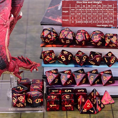 Extended Dice RPG Set | 15 x 31 Polyhedral Dice (465 Piece) for DND5E Tabletop Adventure Games (15 Colors) - color: 15 Colors