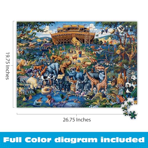 Buffalo Games - Eric Dowdle Noah's Ark - 1000 Piece Puzzle for Adults | Made in USA, Recycled Board, Finished Size 26.75 x 19.75 in, Includes Poster, Giftable, Frameable Art
