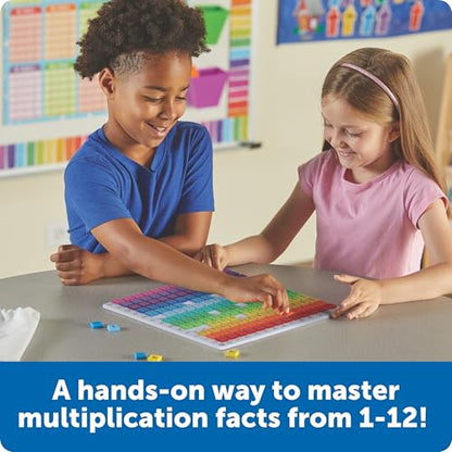 Learning Resources - Rainbow Multiplication Board, Times Table Chart Manipulative, Montessori Learning & Homeschool Toys, Educational Classroom Game, Teacher Must Haves, Elementary Math Practice