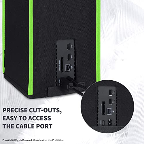 PlayVital Black Nylon Dust Cover for Xbox Series X Console, Soft Neat Lining Dust Guard, Anti Scratch Waterproof Cover Sleeve for Xbox Series X Console - Neon Green Trim - color: Neon Green Trim