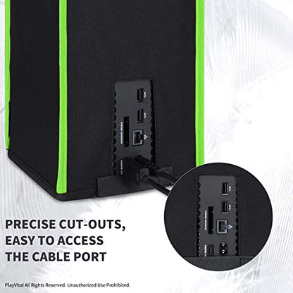 PlayVital Black Nylon Dust Cover for Xbox Series X Console, Soft Neat Lining Dust Guard, Anti Scratch Waterproof Cover Sleeve for Xbox Series X Console - Neon Green Trim - color: Neon Green Trim