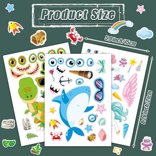 48 Sheets Create Funny Mixed Animals Stickers, Make a Face Stickers for Boys and Girls, Travel Sticker Books, Party Favors, Birthday, Home, School and Activities Gifts for Kids Ages 3+ - style: Mixed Animal