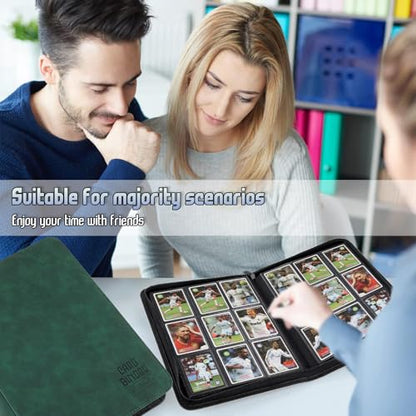 Trading Card Binder, Premium 9 Pocket Double Sided 540 Pocket PU Card Collection Binder, Collectible Trading Card Albums for MTG, TCG, Sport Card, Game Cards (Dark Green) - color: Dark Green