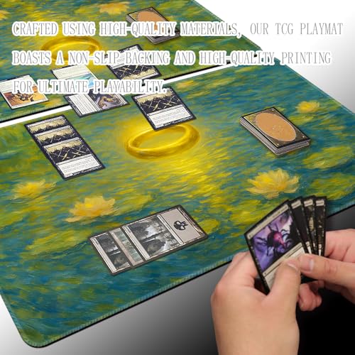 Board Game 14x24in MTG Playmat Compatible for OCG CCG RPG TCG Playmats (Golden Halo in Water) - color: Golden Halo in Water