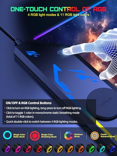 TopMade Wireless Charging Mouse Pad, RGB Gaming Mousepad, 35.4" x 15.8" Extra Large Waterproof Keyboard Desk Pad, Computer Desk Mat, Blue Nebula (Includes 20W PD Power Adapter & 6.56ft Woven Cable) - color: RGB Blue Nebula-35.4"x15.8"-with Adapter