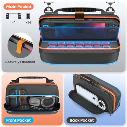 Sling Bag for Nintendo Switch 2 (2025) & SW OLED & SW Original, Switch 2 Crossbody Bag Hold Joycon 1/2 &AC Adapte &14 Game Card Slots &Other Accessories, Portable Switch 2 Travel Carrying bag for Storage - size: Small