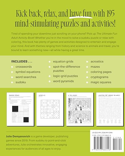 The Ultimate Fun Adult Activity Book: Logic Puzzles, Sudoku, Mazes, Word Searches, Crosswords, Acrostics, Coloring, and More!