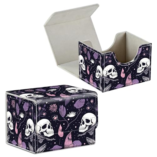 Card Deck Box for Trading Cards Commander Deck Box Card Storage Box with Strong Magnet Magic Premium Gathering Deck Box Cover for TCG CCG Magic Cards,Raven Skulls - color: Raven Skulls, size: A Card Case