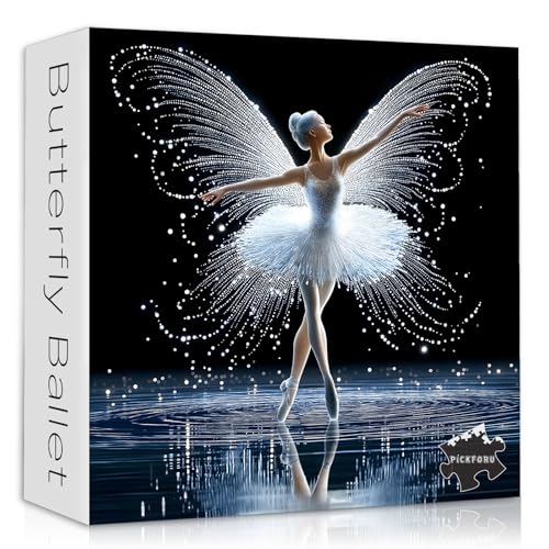 Impossible Puzzle for Adults 1000 Piece, Butterfly Lady Puzzle Dancing Women Pretty, Elegant Ballet Aesthetic Art Jigsaw Puzzle - style: Butterfly Ballet Puzzle