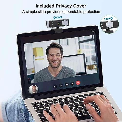 1080P Webcam for PC, Computer Camera with Privacy Cover & Tripod, Dual Noise-Cancelling Microphones, Ideal for Zoom, Skype, Video Calls & Conferences