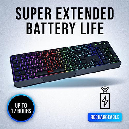 KLIM Chroma Wireless Keyboard – RGB Backlit Gaming, Rechargeable Battery, PC Keyboard, Durable & Water-Resistant, Compatible with PS4, PS5 & Mac - Black - color: Black