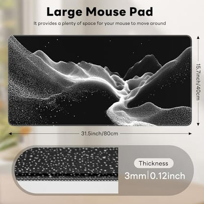 Large Gaming Mouse Pad, XL Desk Protector, Non-Slip Base | 31.5x15.7 in Extended Desk Mat with Stitched Edges for Keyboard, Work, Game, Office, Home PC and Laptop - color: Dot Mountains