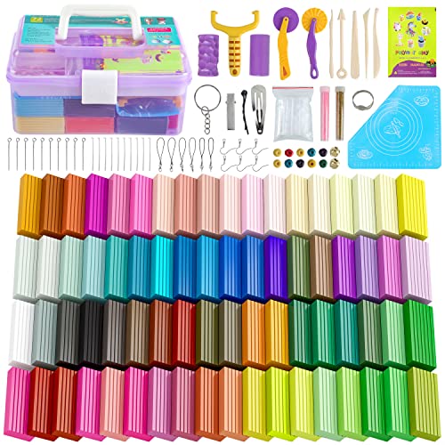 Cyajm 72 Colors Polymer Clay Strips Kit, DIY Jewelry & Home Decor | 72 colors oven bake clay strips, soft and easy to shape. For DIY jewelry, art, home decor. Gift for adults and beginners - color: 72-L