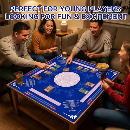 33" x 33" Navy Blue Mandala American Mahjong Mat - Non-Slip Neoprene Pad, Noise Reducing, Easy Clean, Portable for Home, Travel & Airbnb - color: Navy Blue Mandala