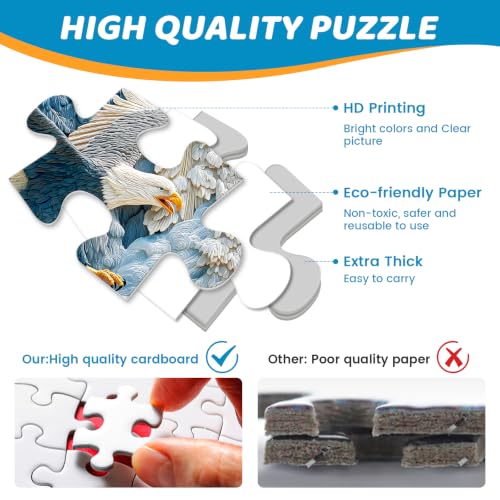 500 Piece Puzzles for Adults, Freedom Eagle Wildlife Puzzle for Teens Adults Seniors, Winter Forest Eagle Hard Jigsaw Puzzle, Nature Scenery Family Activity Great Gift for Family Friends, 20.5 x 15 In - style: Eagle Wildlife