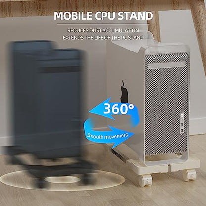 Computer Tower Stand, Adjustable Length & Width, Fits Most PC | PC Floor Stand for Carpet, Mobile CPU Holder with 4 Locking Caster Wheels, PC Riser Fits Office, Gaming - color: Black