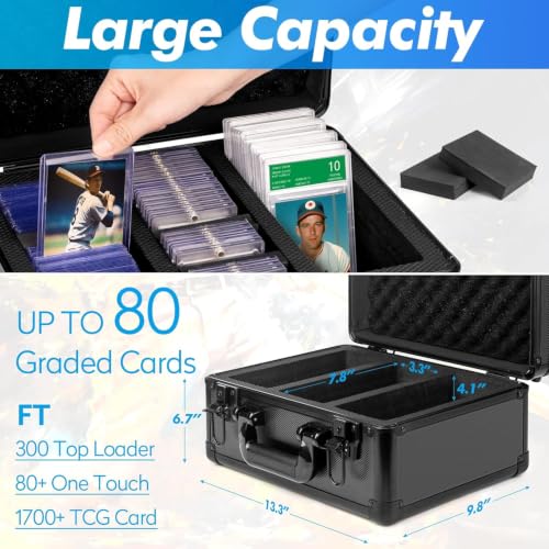 Graded Card Storage Box, Top Loaders Storage Case, Sports Trading Card Box, Cards Slab Case PSA MTG CSG BGS SGC One Touch Magnetic Card Holder, Waterproof Carrying Collector Boxes (Large) - size: Large