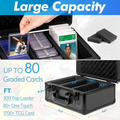 Graded Card Storage Box, Top Loaders Storage Case, Sports Trading Card Box, Cards Slab Case PSA MTG CSG BGS SGC One Touch Magnetic Card Holder, Waterproof Carrying Collector Boxes (Large) - size: Large