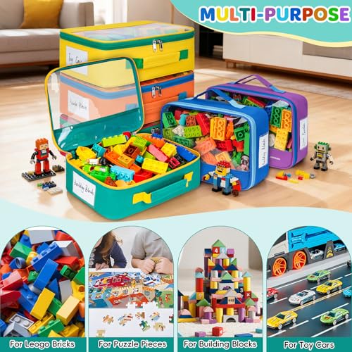 6 Pack Large Toy Storage Bags(12.6 * 3.9 * 8.6in), Magnetic Tiles Travel Organizer Case with Mesh Pocket Fits for Lego Bricks, Board Game, Puzzles, Toy Cars and Building Blocks - size: LARGE 6PCS