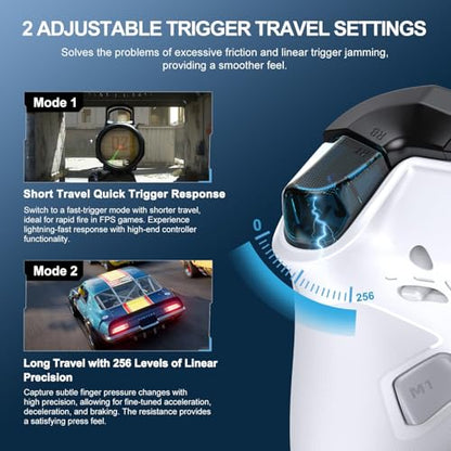 PXN P5 Wireless Gaming Controller - Hall Joystick, Hall Trigger, 6-Axis Motion, 4 Back Buttons, Compatible with PC, Switch/Switch2, iOS, Android - color: White