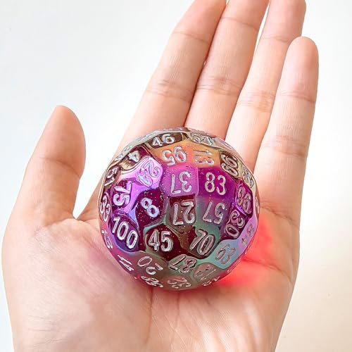 Bescon Dazzling Red 100 Sided Dice, Game Dice D100, Polyhedral Solid 100 Sides Dice 45MM in Diameter (1.8inch) - color: D100 Dazzling Red