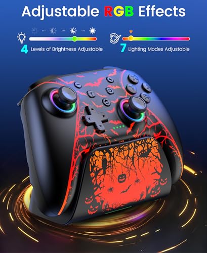 Switch 2 Controller for Nintendo Switch 2/Switch/OLED/Lite, Wireless Switch Controller with Charging Dock, RGB Switch Pro Controller with Hall Effect, Macro, Turbo and Vibration, Pumpkin Glow - color: Pumpkin Glow