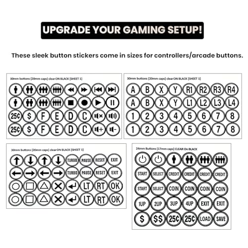 Arcade Game Button Stickers Set 24mm/30mm Die-Cut Labels Compatible with Arcade Machine and Fight Stick Customization - color: Game Button Labels Stickers* 4 Pcs