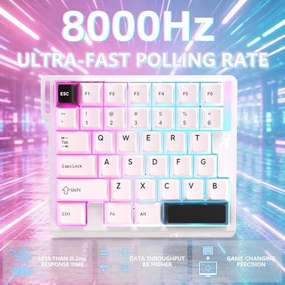 ATTACK SHARK M36 HE One-Handed Magnetic Switch Keyboard, 8000Hz Polling, Hot-Swappable, High-Precision 0.01mm, 36 Keys Wired Keypad with RGB Backlit, C01 Ultra Led Aviator Cable-Star White - color: Starlight White