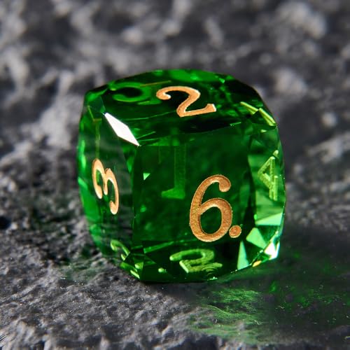 Prism Gemstone DND Dice Set, 7-Piece Glass Gemstone Dice for Dungeons and Dragons, RPG MTG Polyhedral D&D Crystal Glass Dice Set D4 D6 D8 D10 D% D12 D20 for TTRPGs - color: Prism Green
