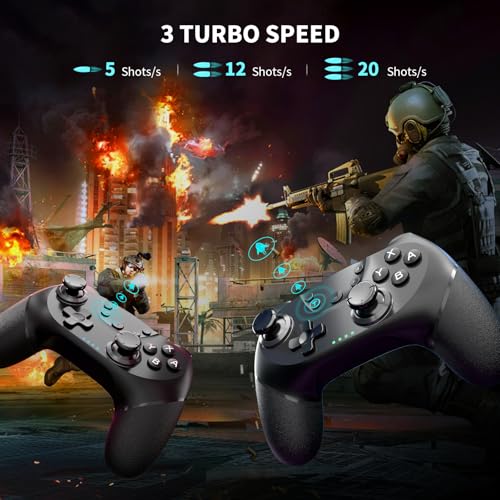 AceGamer 2 pack Wireless Controller for Nintendo Switch/Lite/OLED/Switch 2, Dual Vibration/Turbo/Ergonomic ! (Black*2) - color: Black*2