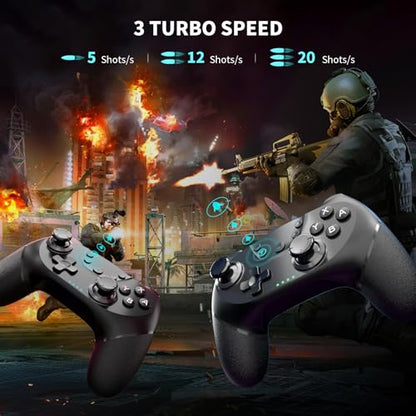 AceGamer 2 pack Wireless Controller for Nintendo Switch/Lite/OLED/Switch 2, Dual Vibration/Turbo/Ergonomic ! (Black*2) - color: Black*2