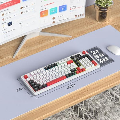 Fogruaden 96% Wireless Quiet Silent Gaming Keyboard with Number Pad & Knob, Mechanical Feel, Spill-Resistant, Multimedia Keys, Wired/BT/2.4G, USB Rechargeable Membrane Computer Keyboard for Win/Mac - color: White