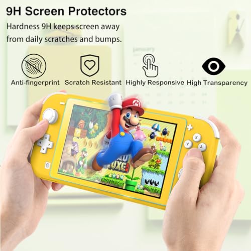 TIKOdirect Carrying Case for Nintendo Switch lite, Shockproof Portable Travel Bag with Glitter Galaxy cover, Screen Protectors and Cute Thumb Grips Caps, Yellow - color: Yellow